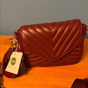 MMS Design Studio Quilted Burgundy Crossbody Bag